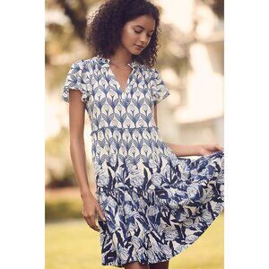 ANTHROPOLOGIE CECILIA PETTERSSON  V-Neck Printed Dress Size Small